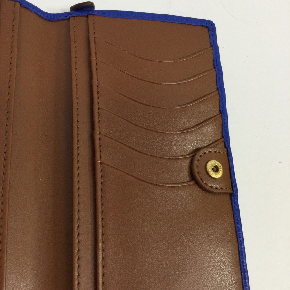 Lauren Ralph Lauren Womens Crosshatch Sheep Leather Slim Wallet Blue One Size - Picture 11 of 14